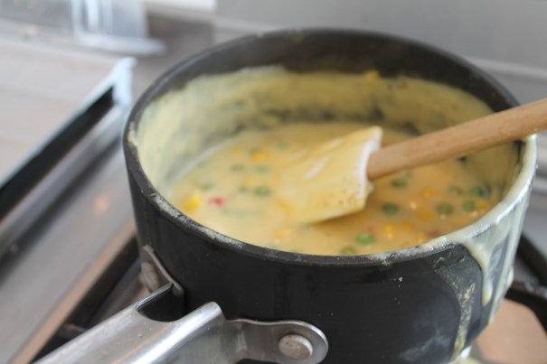 I use a spatula to stir, a spoon also works